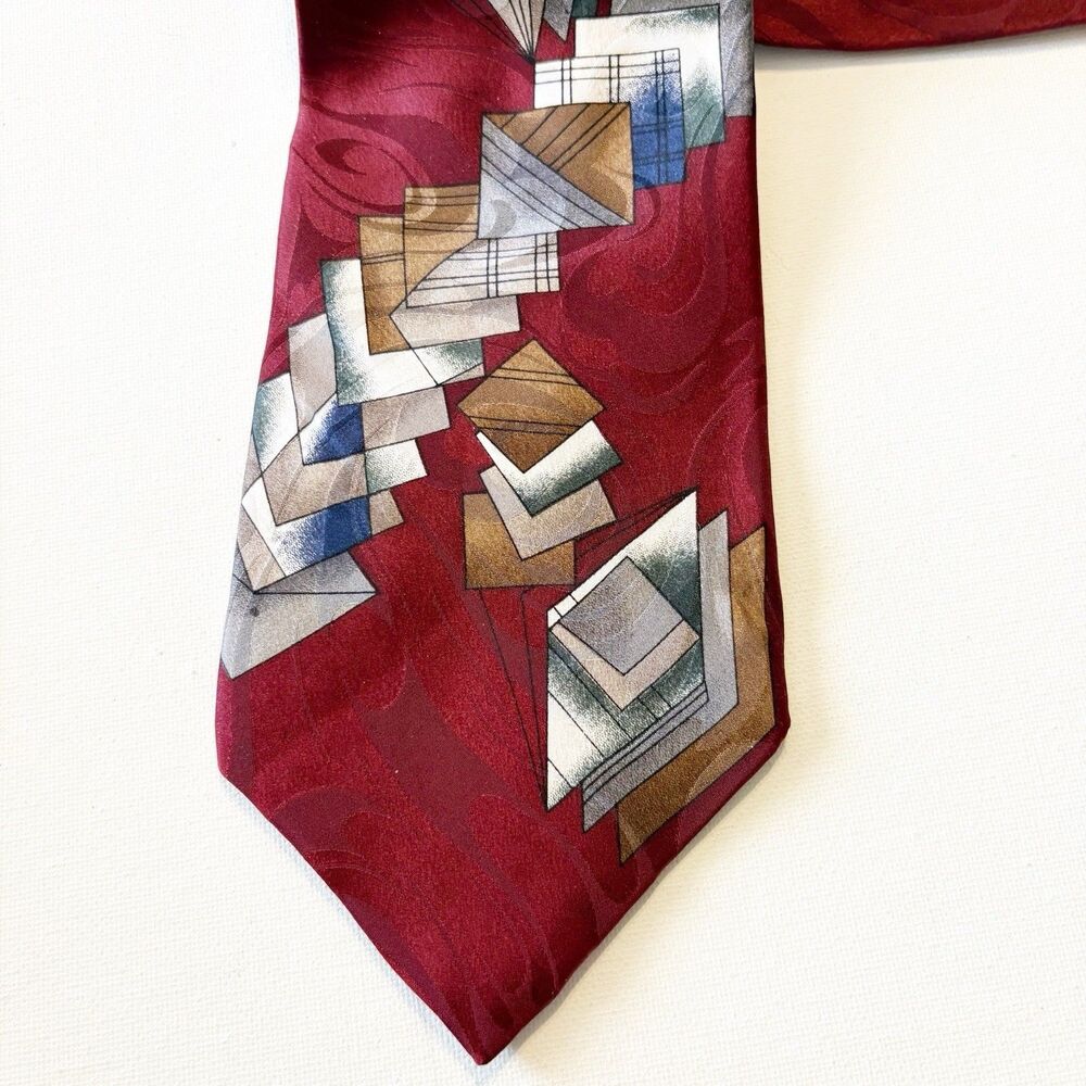 Chez Roffe New York Neck Tie Silk Burgundy Business Attire Classic